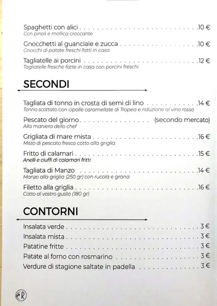 menu 1 of Trattoria del mare da Roberto