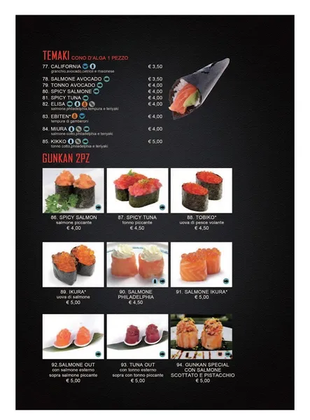 menu 0 of Hokkaido sushi restaurant