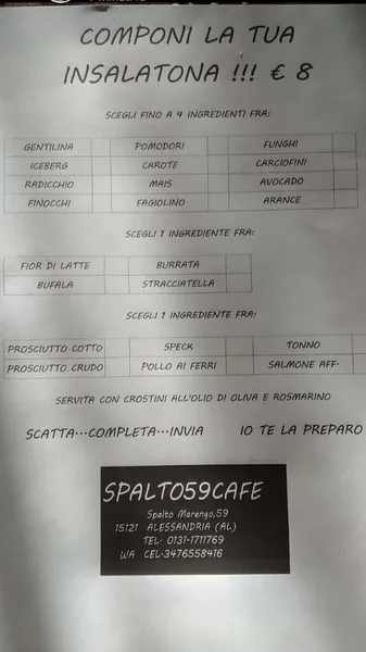 menu 2 of Spalto 59 Cafè