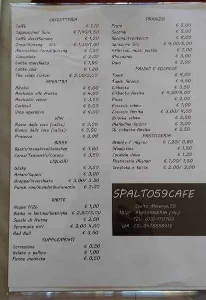 menu 1 of Spalto 59 Cafè