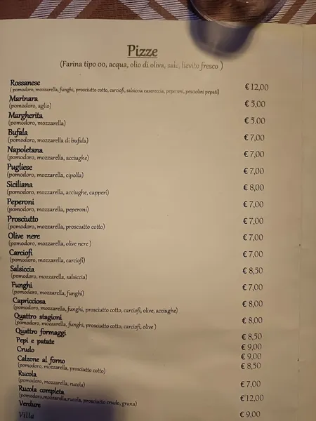 menu 0 of La Villa