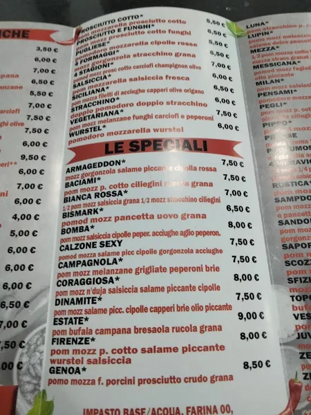 menu 0 of I Due Fratelli Pizzeria