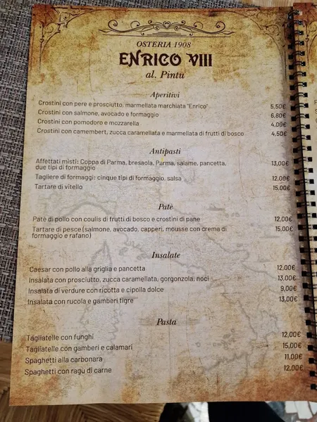 menu 0 of Osteria Enrico VIII al Pintú dal 1908