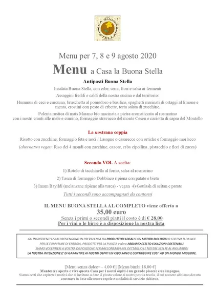 menu 0 of Casa la Buona Stella