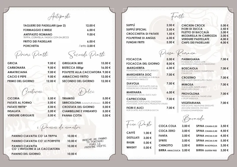 menu 0 of I Padellari - Ristorante Roma Ostiense