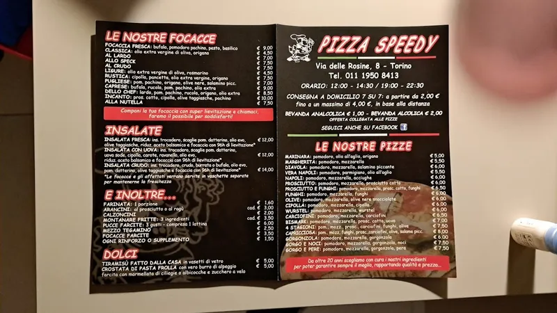 menu 1 of Pizza Speedy Consegne A Domicilio