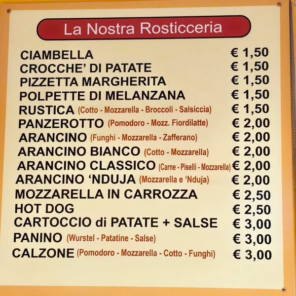 menu 1 of Pizzeria da Franco dal 1975