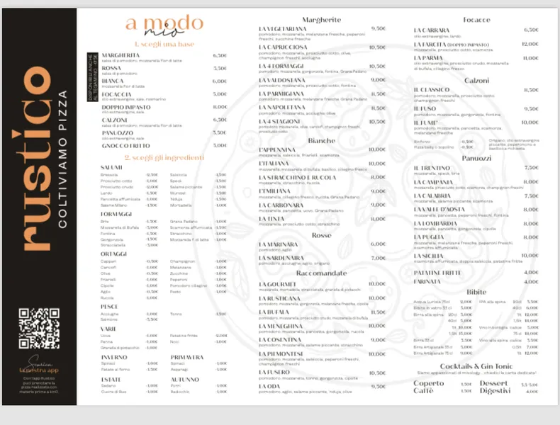 menu 1 of Pizzeria RUSTICO Torino - Coltiviamo Pizza