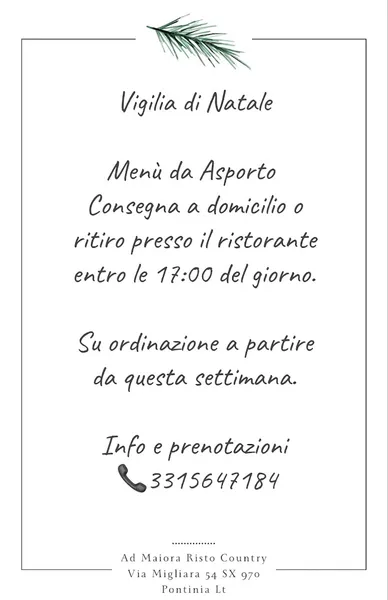 menu 1 of Ad Maiora Risto Country