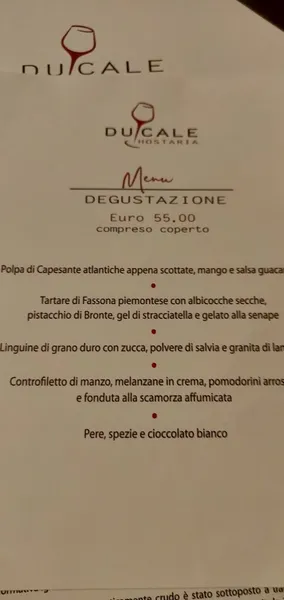 menu 1 of Hostaria Ducale