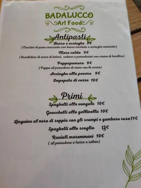 menu 0 of Il Badalucco di Notaristefano Michele