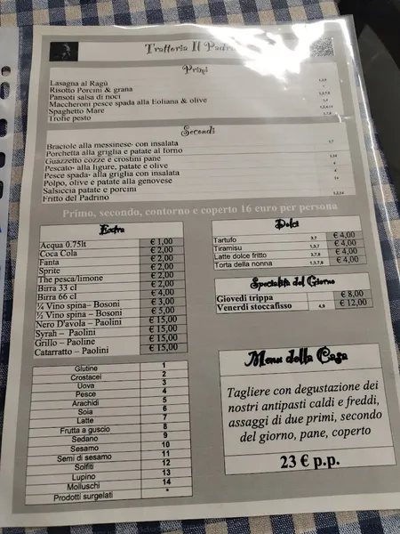 menu 2 of Trattoria il Padrino