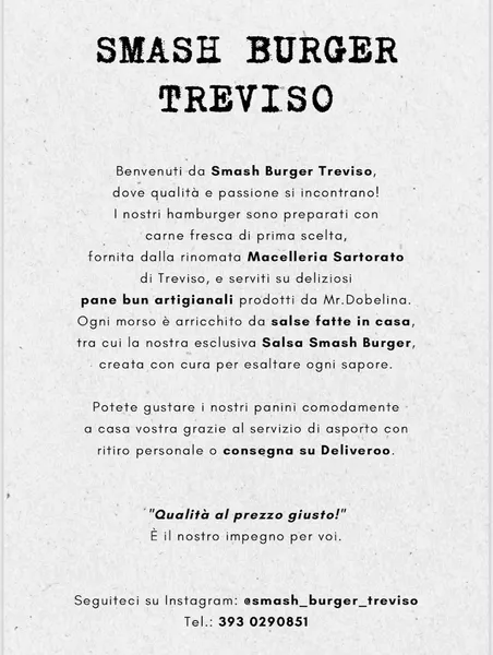 menu 2 of Smash Burger - Treviso Food & Drink Lounge