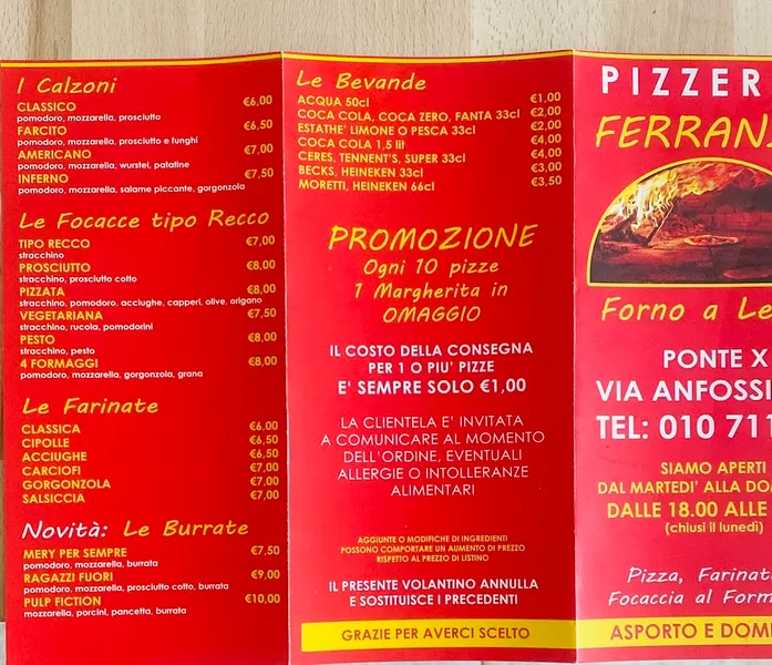 menu 0 of Pizzeria Ferrando