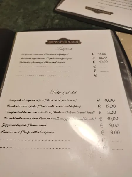 menu 0 of Sonnino Food Museum