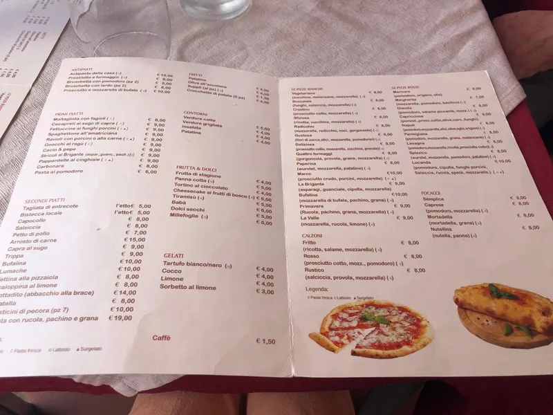 menu 2 of La Valle dei Briganti