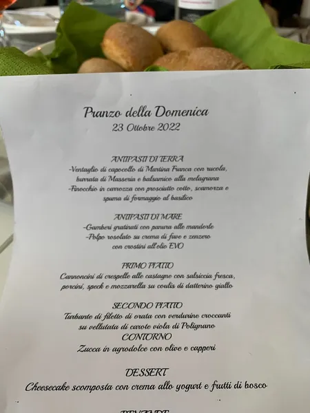 menu 1 of L'essenza In Vista - Ristorante