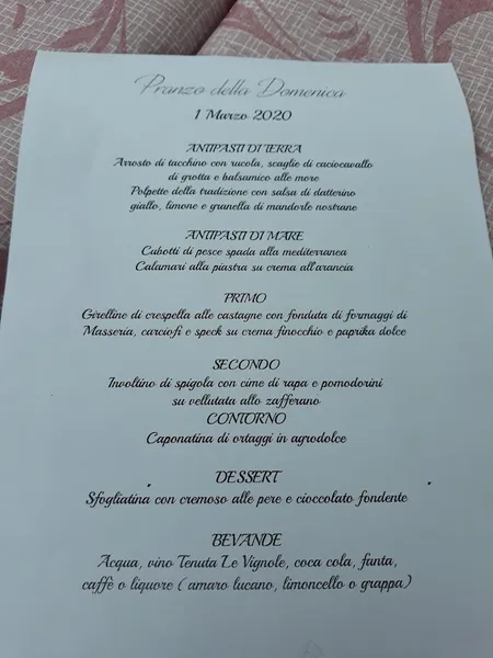 menu 2 of L'essenza In Vista - Ristorante