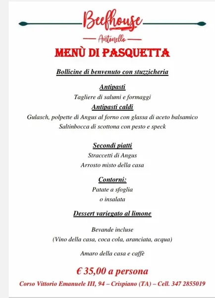 menu 1 of Beefhouse antonello