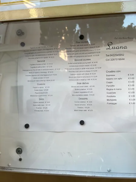 menu 2 of Osteria Luana