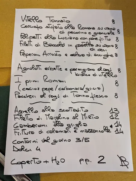 menu 0 of La Barriera Trattoria