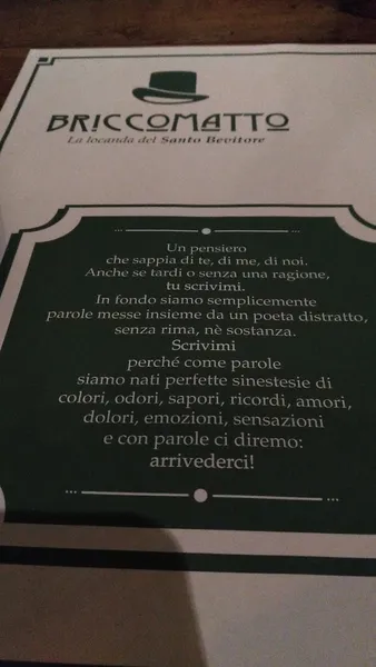 menu 2 of Briccomatto La Locanda del Santo Bevitore