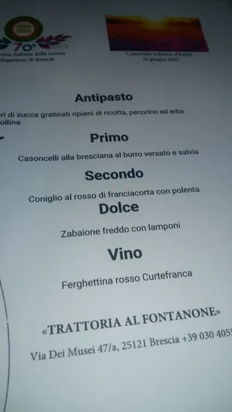 menu 2 of Trattoria Al Fontanone