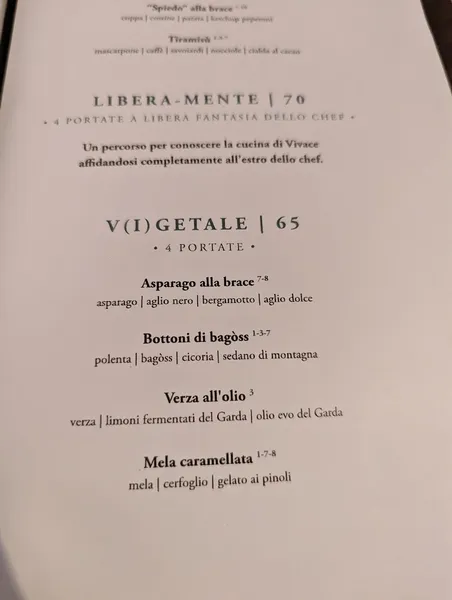 menu 0 of Ristorante Vivace Brescia