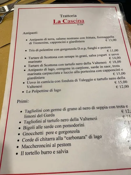 menu 0 of Trattoria La Cascina in città