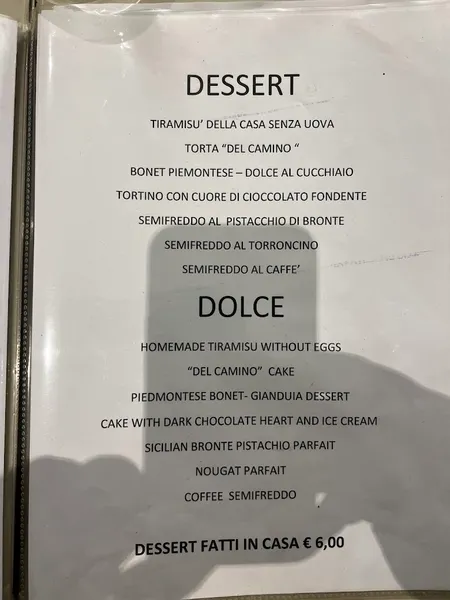 menu 1 of Hostaria Al Camino