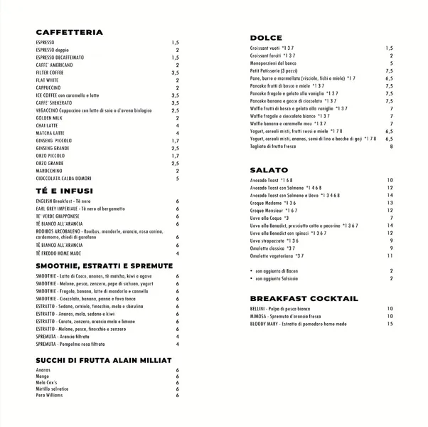 menu 1 of BAUHAUS ROME