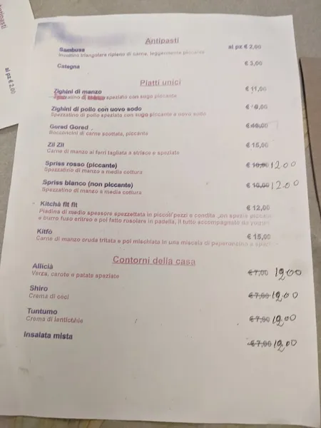 menu 1 of Ristorante Eritrea e Etiope Pizzeria Abissinia