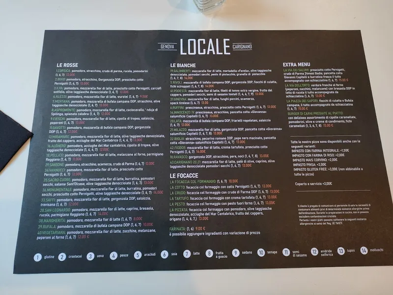 menu 0 of Pizzeria Locale