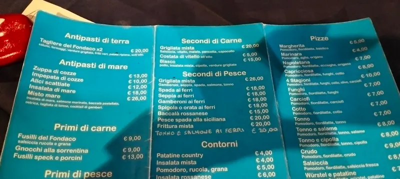 menu 1 of Il Fondaco