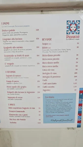 menu 2 of Pinucce’ pizzeria napoletana