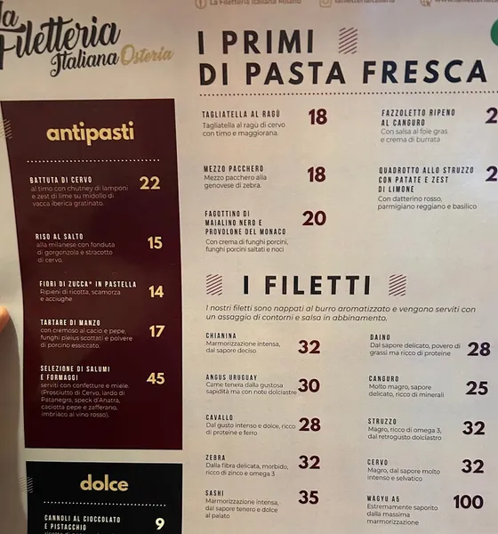 menu 1 of La Filetteria Italiana Osteria Corso Casale