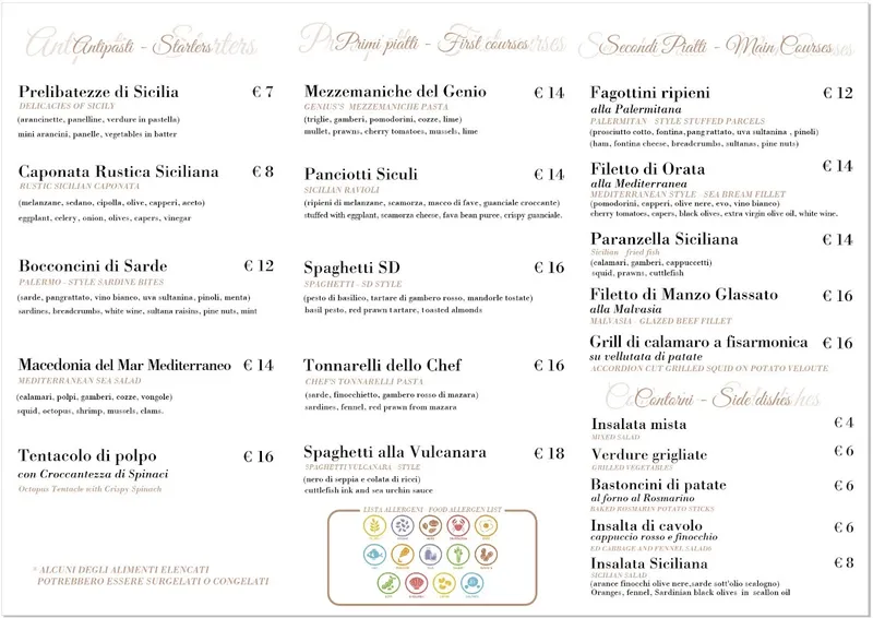 menu 1 of SD BISTROT di SALVO DAMIANO