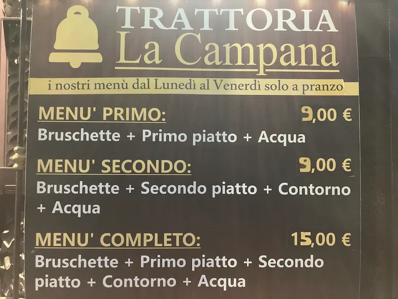 menu 1 of Trattoria La Campana