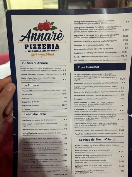 menu 0 of Annarè Pizzeria