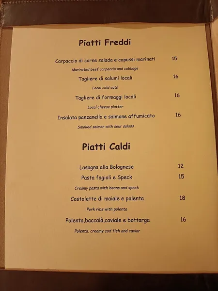 menu 0 of Osteria all'Ombra