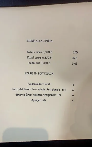 menu 1 of Osteria all'Ombra