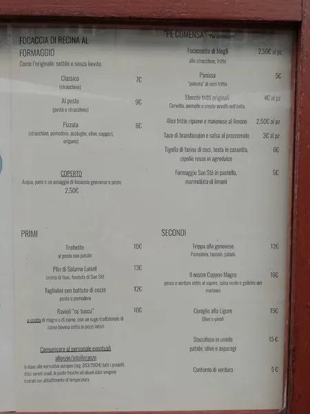 menu 1 of Recina Focaccia e Cucina