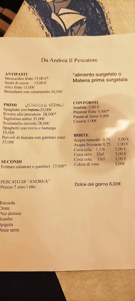 menu 2 of Da Andrea Il Pescatore