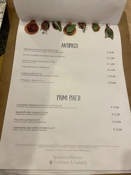 menu 0 of PizzAmoreFantasia