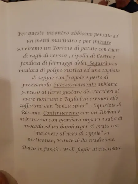 menu 1 of Ristorante La Taverna Degli Ammirati Squisitia Srls