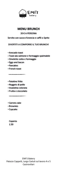 menu 2 of Emi's Bakery