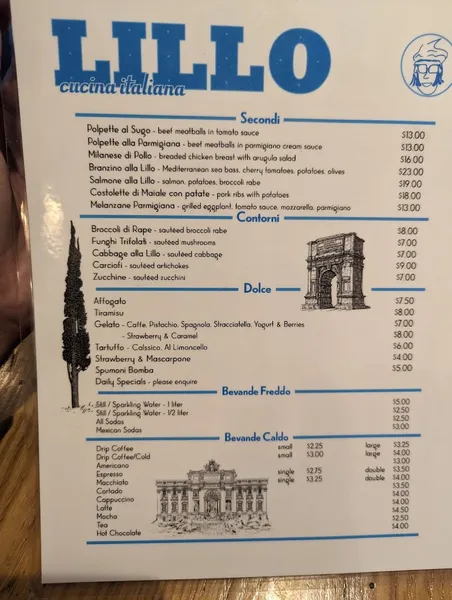 menu 2 of Lillo Cucina Italiana