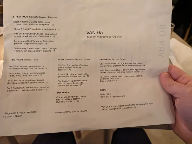 menu 1 of Van Đa