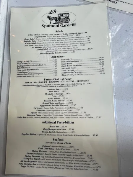 menu 0 of L&B Spumoni Gardens