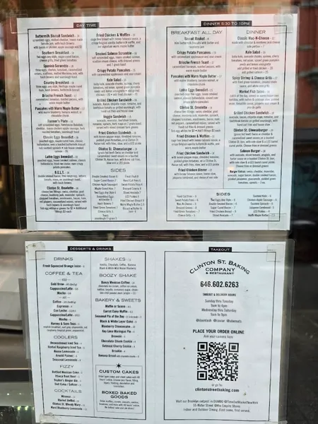 menu 2 of Clinton St. Baking Company